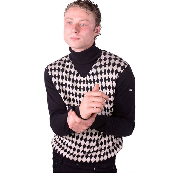 |EUC| MERC LONDON “Malvern” Argyle Roll Neck Jumper Sweater - Picture 1 of 8